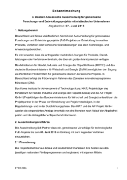 3. Deutsch-Koreanische Ausschreibung