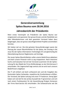 Jahresbericht der Pr&auml;sidentin, Vereinsjahr 2015 - Spitex