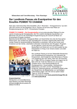 Der Landkreis Passau als Eventpartner für den Kinofilm POWER TO