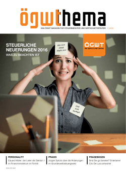 Ausgabe 01/2016 - ÖGWT Österreichische Gesellschaft der