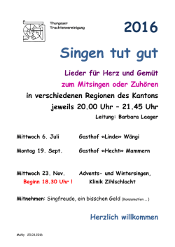 2016 Singen tut gut - Thurgauer Trachtenvereinigung