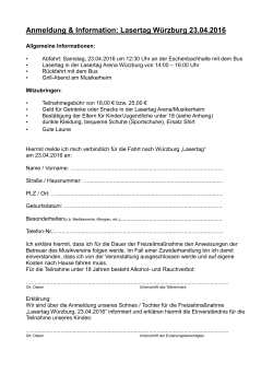 Anmeldung & Information: Lasertag Würzburg 23.04.2016