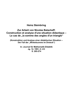 Heinz Steinbring Zur Arbeit von Nicolas Balacheff