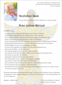 Herzlichen Dank Peter Leitner-Bärtsch