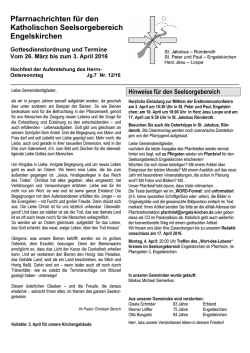 Pfarrnachrichten f&uuml;r den Katholischen - Oberberg