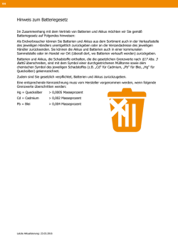 Hinweis zum Batteriegesetz - Versandhandel Hunwartzen