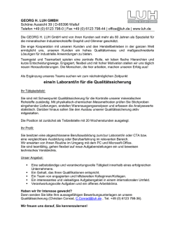 eine/n Laborant/in für die Qualitätssicherung