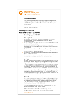 Fachspezialist/in Prävention und Umwelt