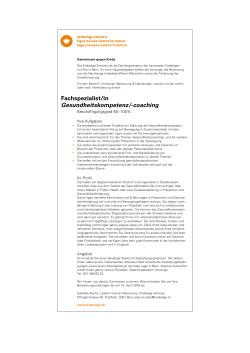 Fachspezialist/in Gesundheitskompetenz/-coaching
