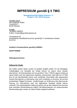 IMPRESSUM gem&auml;&szlig; &sect; 5 TMG - Sportgemeinschaft Katek Grassau eV