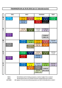 TRAININGSPLAN ab 29.03.2016 (ab 13. Kalenderwoche)