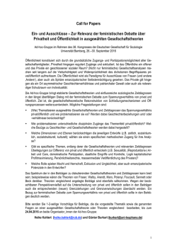 Ein- und Ausschl&uuml;sse &ndash; Call for Paper