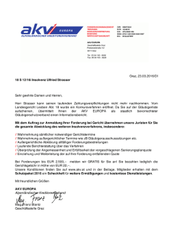 Graz, 23.03.2016/DI 18 S 12/16i Insolvenz Ulfried Strasser Sehr