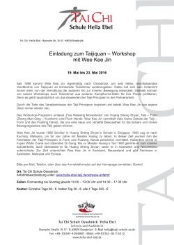 Einladung zum Taijiquan – Workshop mit Wee Kee Jin