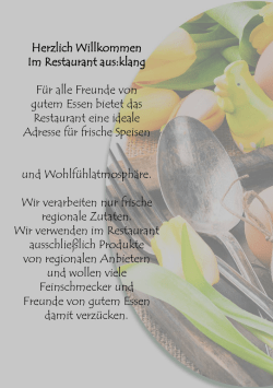 Herzlich Willkommen Im Restaurant aus:klang Für alle Freunde von