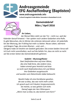 Gemeindebrief März / April 2016 - Andreasgemeinde Aschaffenburg