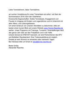 Trainer/in zum Start der Sommersaison 2016 gesucht