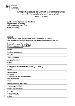 Antrag auf Zulassung von Lehrkr&auml;ften in Integrationskursen