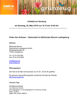 Hinter den Kulissen - Saisonstart im Bl&uuml;henden Barock