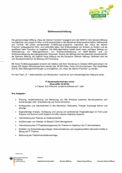 IT-Systemadministrator/in - Haus der kleinen Forscher