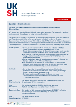 (Medizin-) Informatiker/in - UKSH Universitätsklinikum Schleswig