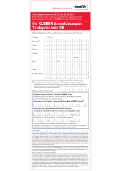 Ihr KLEBER Anmeldecoupon Tankgutschein DE