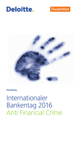 Internationaler Bankentag 2016 Anti Financial Crime