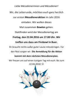 Liebe Messdienerinnen und Messdiener! Wir, die