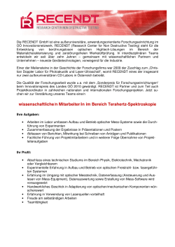 wissenschaftliche/r Mitarbeiter/in Bereich THz