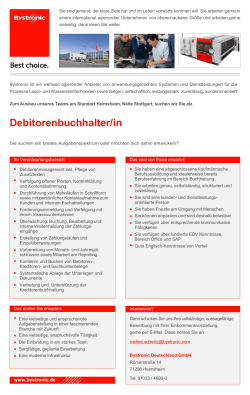 Debitorenbuchalter (w/m) - Bystronic Deutschland GmbH
