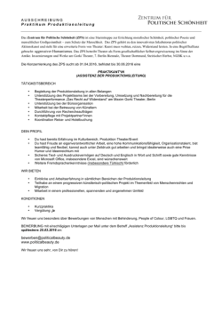 Zentrum für politische Schönheit - Assistenz der Produktionsleitung