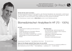 Biomedizinische/r Analytiker/in HF (70 - 100%)