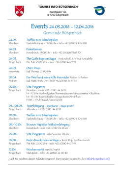 Events 24.03.2016 – 12.04.2016 Gemeinde Bütgenbach