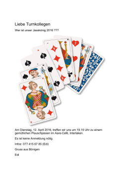 JASSABEND am 12.April - M&auml;nnerturnverein Unterseen