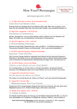 Jahresprogramm 2016 - Slow Food Oberaargau