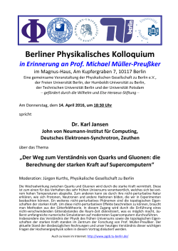 Berliner Physikalisches Kolloquium am 14.04.2016: Jansen
