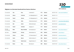 Liste aller SSO-Zahnärzte im Kanton Solothurn