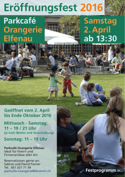Flyer Eröffnungsfest - Orangerie Elfenau Bern