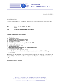 Pachtvertrag zwischen Turnverein und Tennisclub Blau Weiß Mainz: