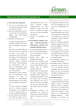 Satzung der Green Elements Cooperative eG