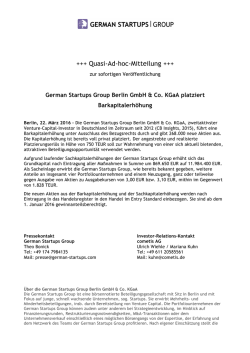 Quasi-Ad-hoc-Mitteilung - German Startups Group