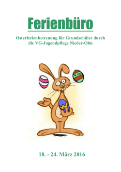 Infoflyer Ferienb&uuml;ro 2016 - Verbandsgemeinde Nieder-Olm