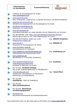 Informationen zur Berufswahl Zusammenfassung Infoseite der
