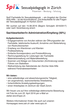 Sachbearbeiter/in Administration/Empfang (50%) - Zürcher Aids