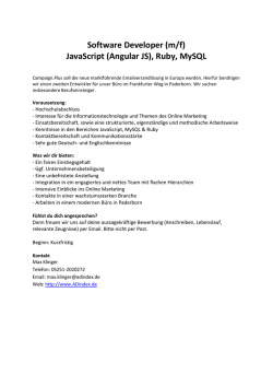Software Developer (m/f) JavaScript (Angular JS), Ruby