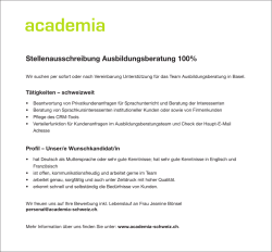 Stellenausschreibung Ausbildungsberatung 100%