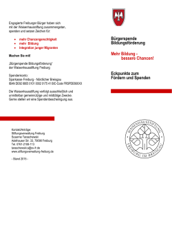 Bürgerspende Bildungsförderung - Stiftungsverwaltung Freiburg