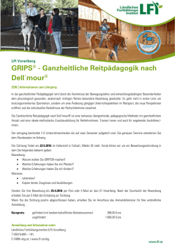 GRIPS ® Ausbildung 2016, Anmeldung LFI Vorarlberg