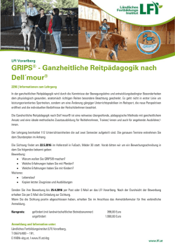 GRIPS &reg; Ausbildung 2016, Anmeldung LFI Vorarlberg