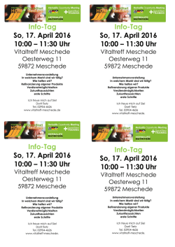 Info-Tag So, 17. April 2016 10:00 &ndash; 11:30 Uhr Info
